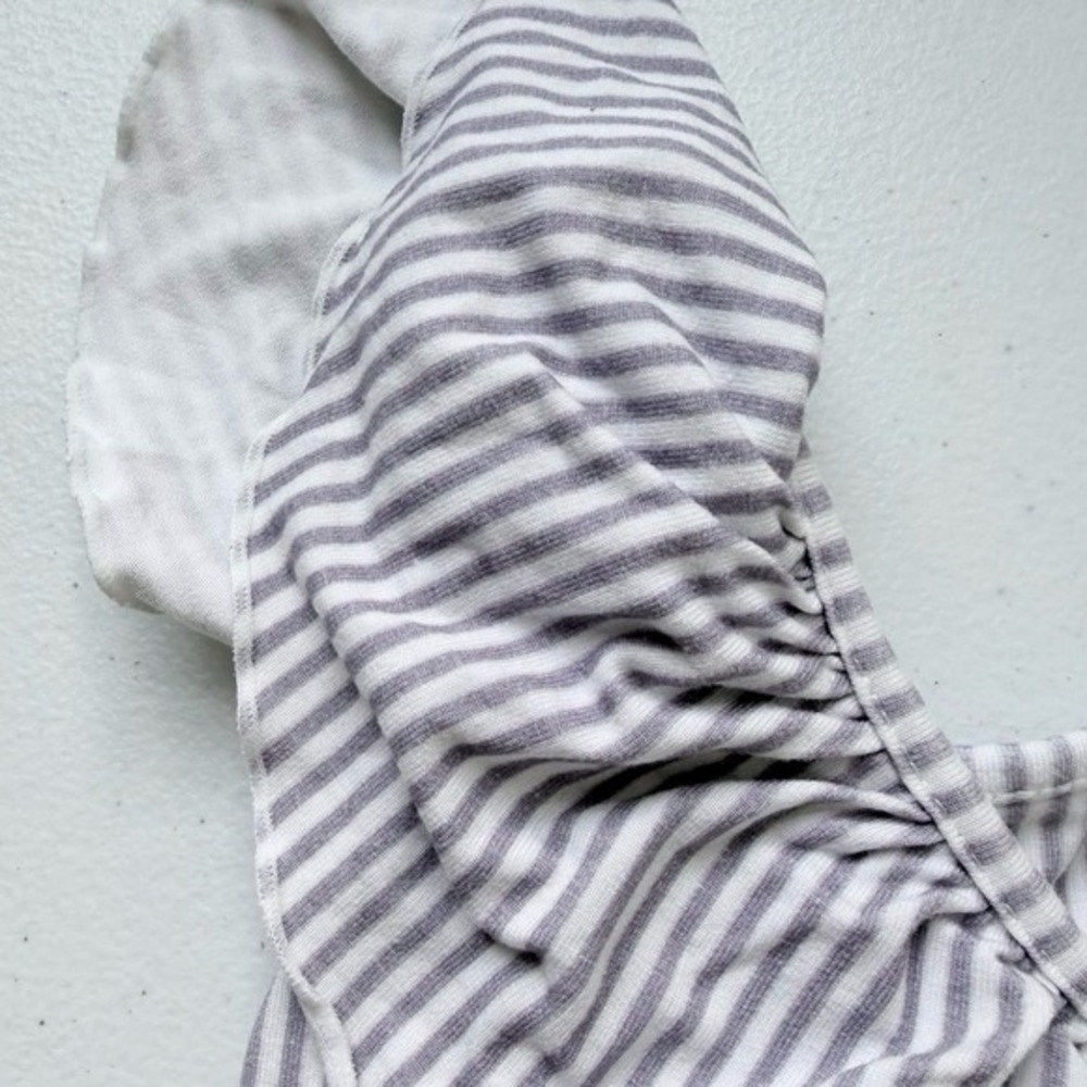 Omi Jo Ruffled Soft V-neck Empire Twirl Dress White/Gray Stripe 3 Years - Picture 3 of 5